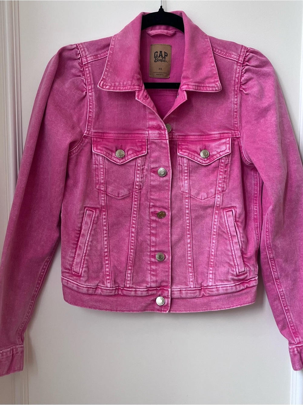 Gap X Barbie Limited Edition Pink Denim Puff Sleeve Jacket Size XS